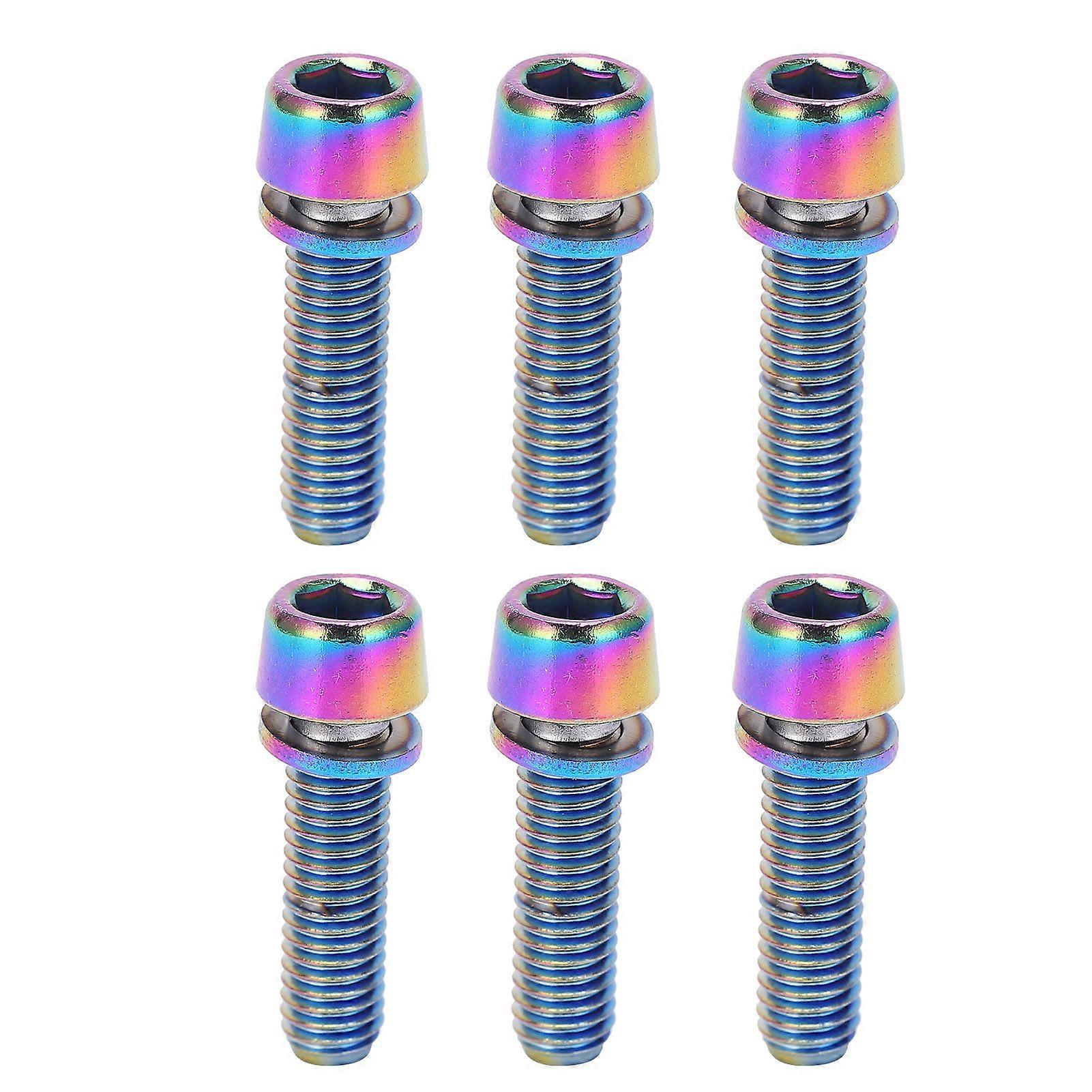 KRSCT 6pcs Cycling Stem Screws with Washers Stainless Steel Bolts Screws for Mountain Cycle Steering Handlebar