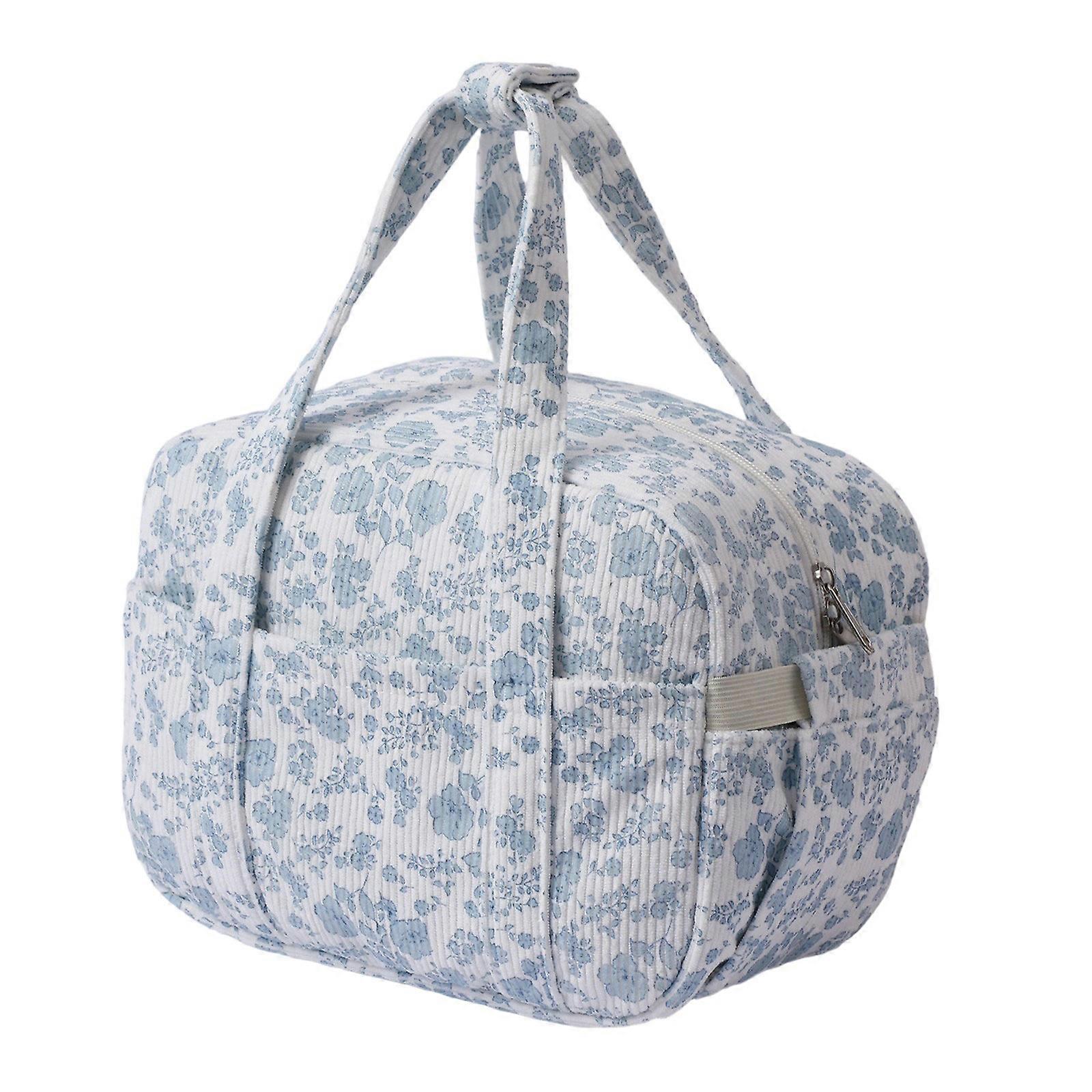 Washable Corduroy Lunch Container Bag With Spacious Interior Designs for Bottles and Accessories Multicolor