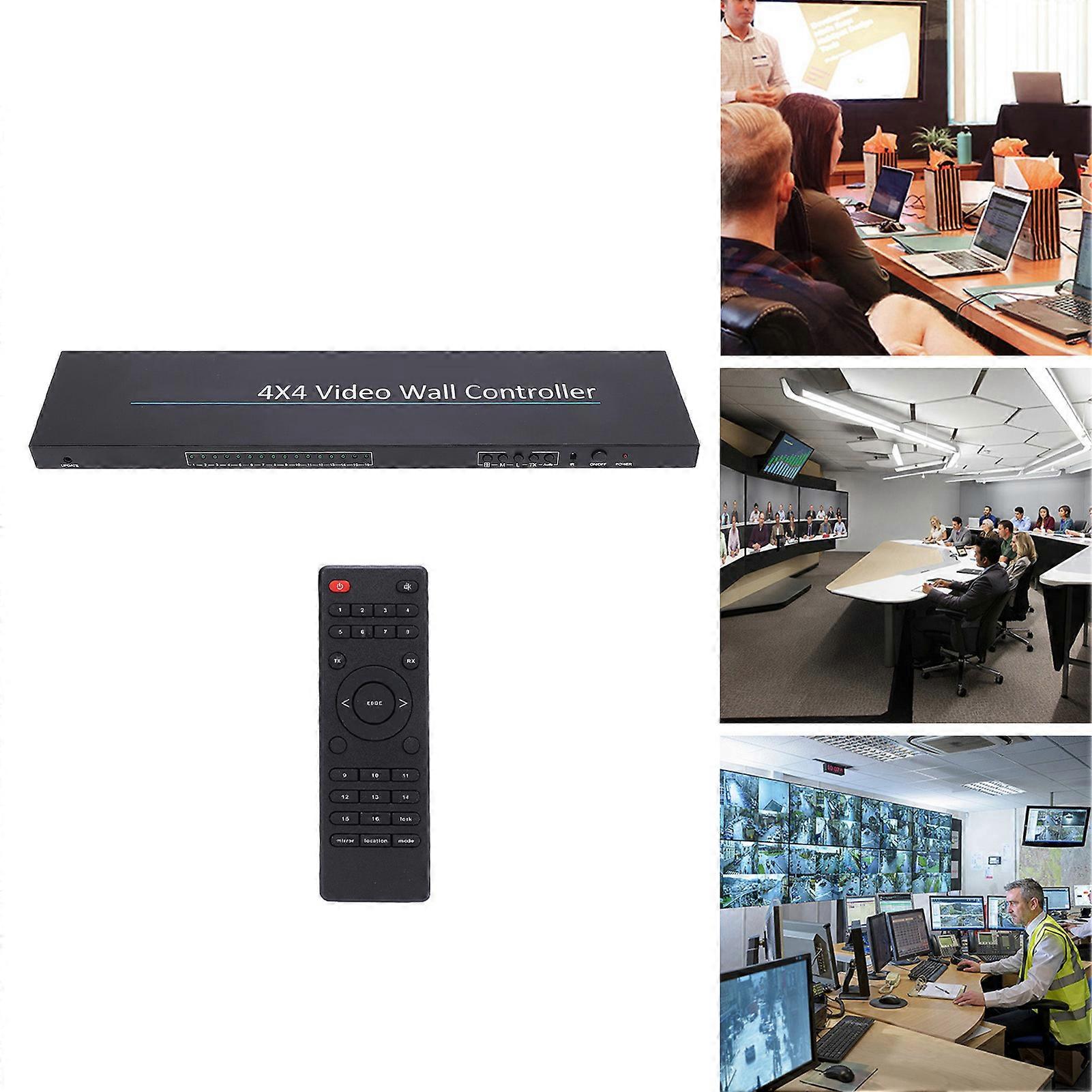 4x4 HD Video Wall Controller 4K Input Output 24 Modes Black