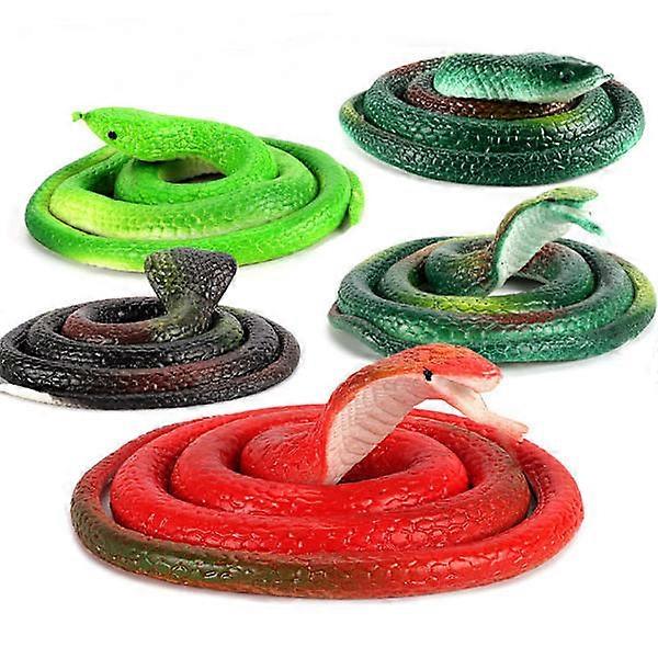 5 Pieces Realistic Cobra Model Toys Large Realistic Snake Hal
