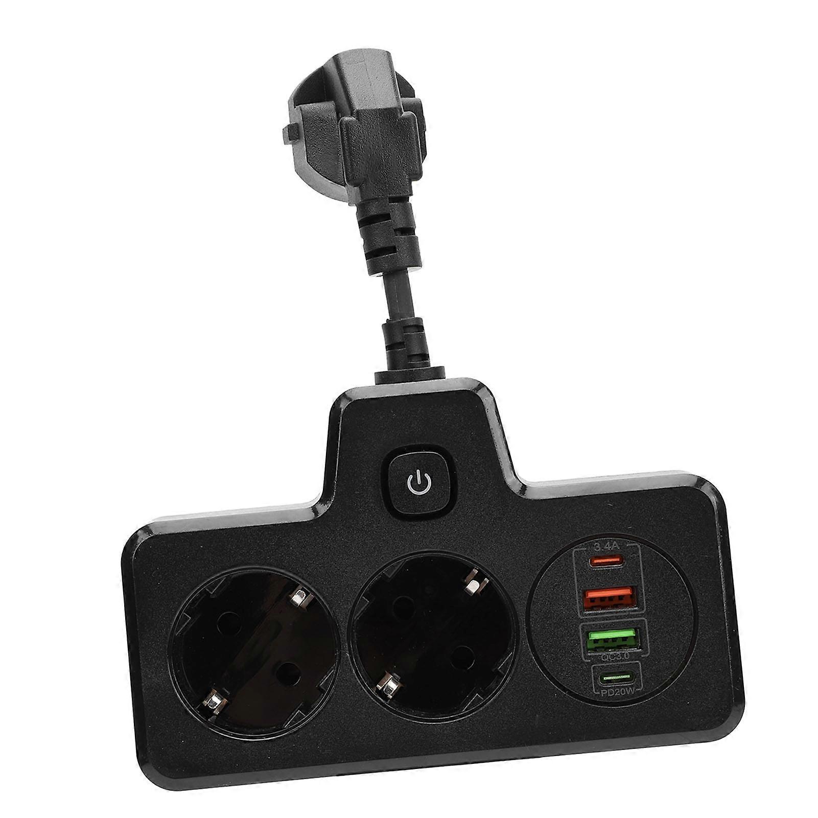 Multiple Socket BKL-502 EU 6-in-1 Adapter with Switch, USB-C, Black