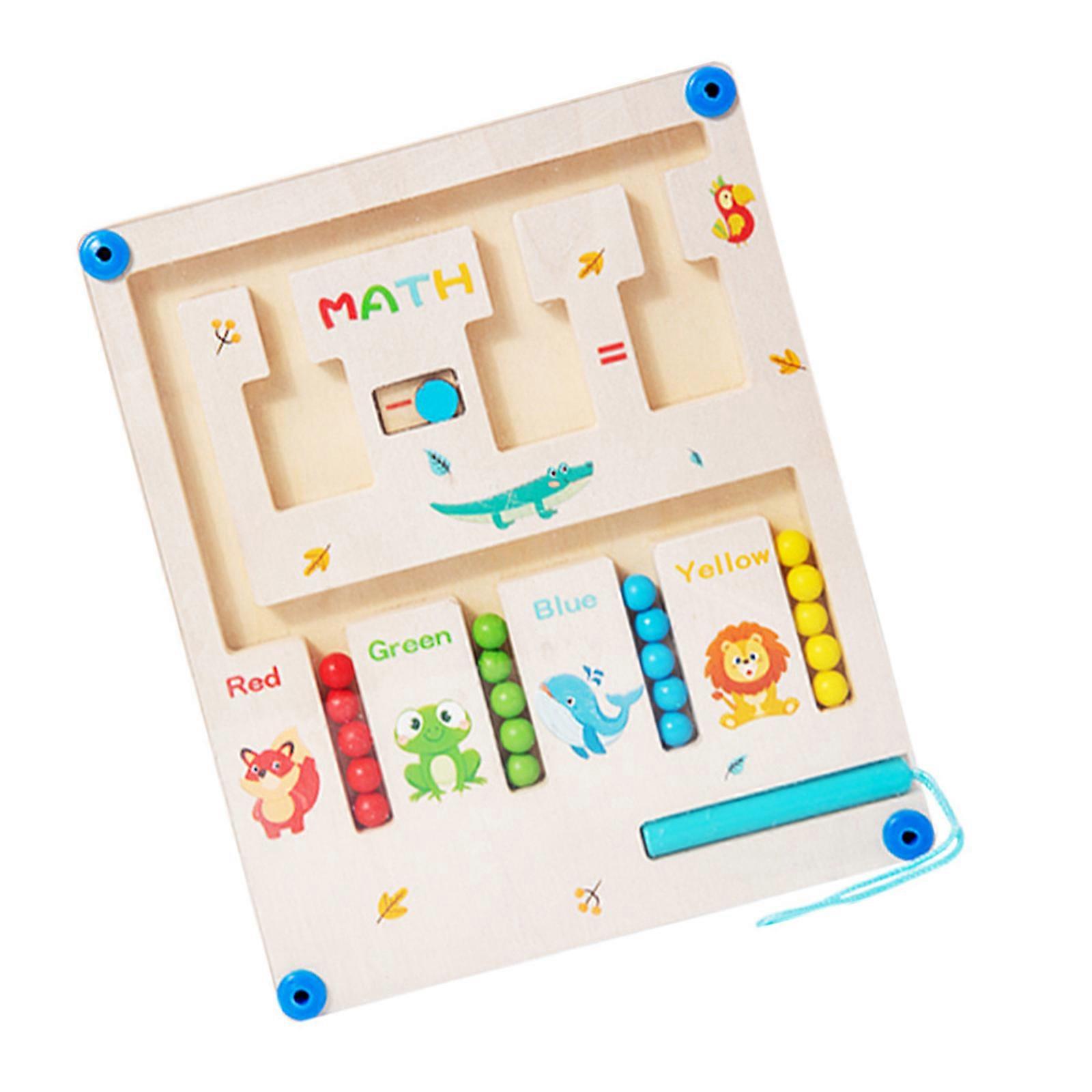 Interactive Math Learning Game For Children Ages 3+ With Magnetic Surfaces And Portable Wooden Design Multicolor
