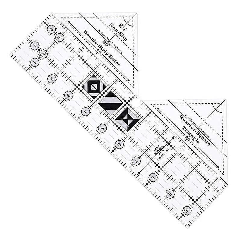 Double Strip Quilt Ruler, 10 Inch Acrylic Quilting Triangle Rulers, Non-Slip Quilting Rulers and T