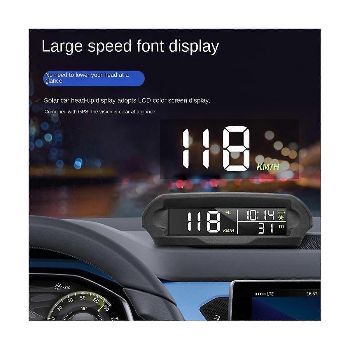 Universal HUD X 98 Car Solar Digital Meter GPS Speedometer Overspeed Alarm Distance Altitude
