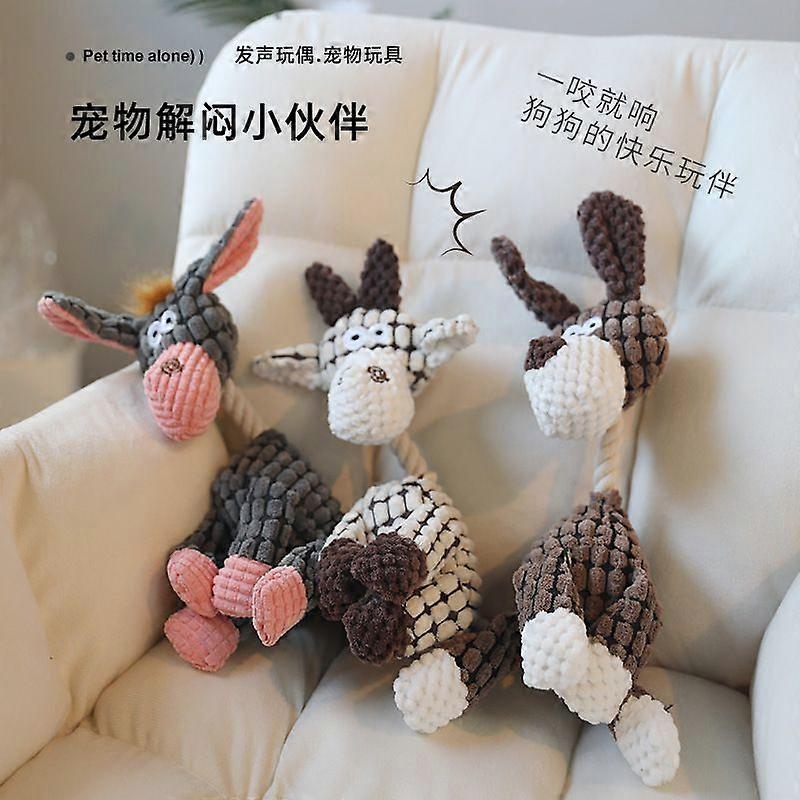 Pet Squeaky Chew Toys For Dogs, Durable Plush Chew Toys With Crinkle Sound, Funny Donkey Goat Puppy Giraffe Design Teething Toys For Puppies