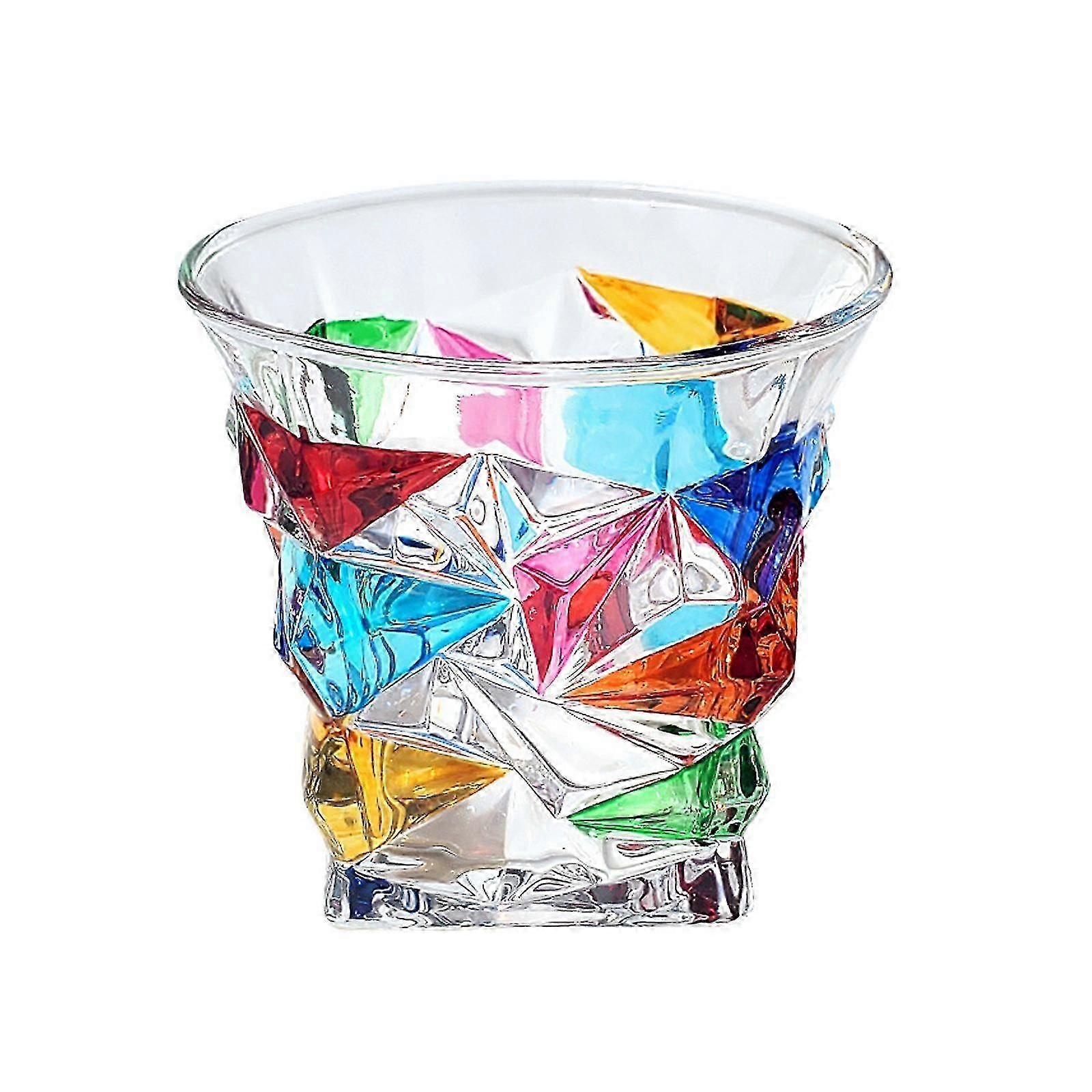 Creative Painted Crystal Whiskey Glass With Irregular Design