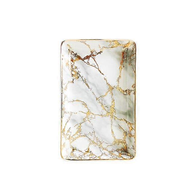 Ceramic Storage Tray Nordic Style Rectangular Marble Pattern |Storage Trays(Gold)