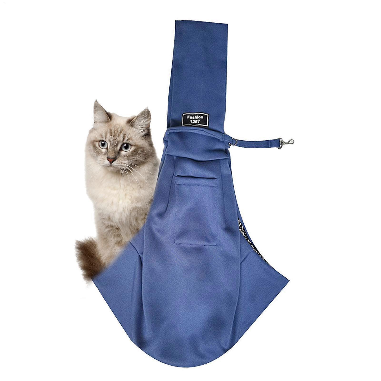 Cat Carrier Pouch Portable Carrying Pouch For Small Cats And Puppies With Pocket Traveling Puppy Carrier Blue