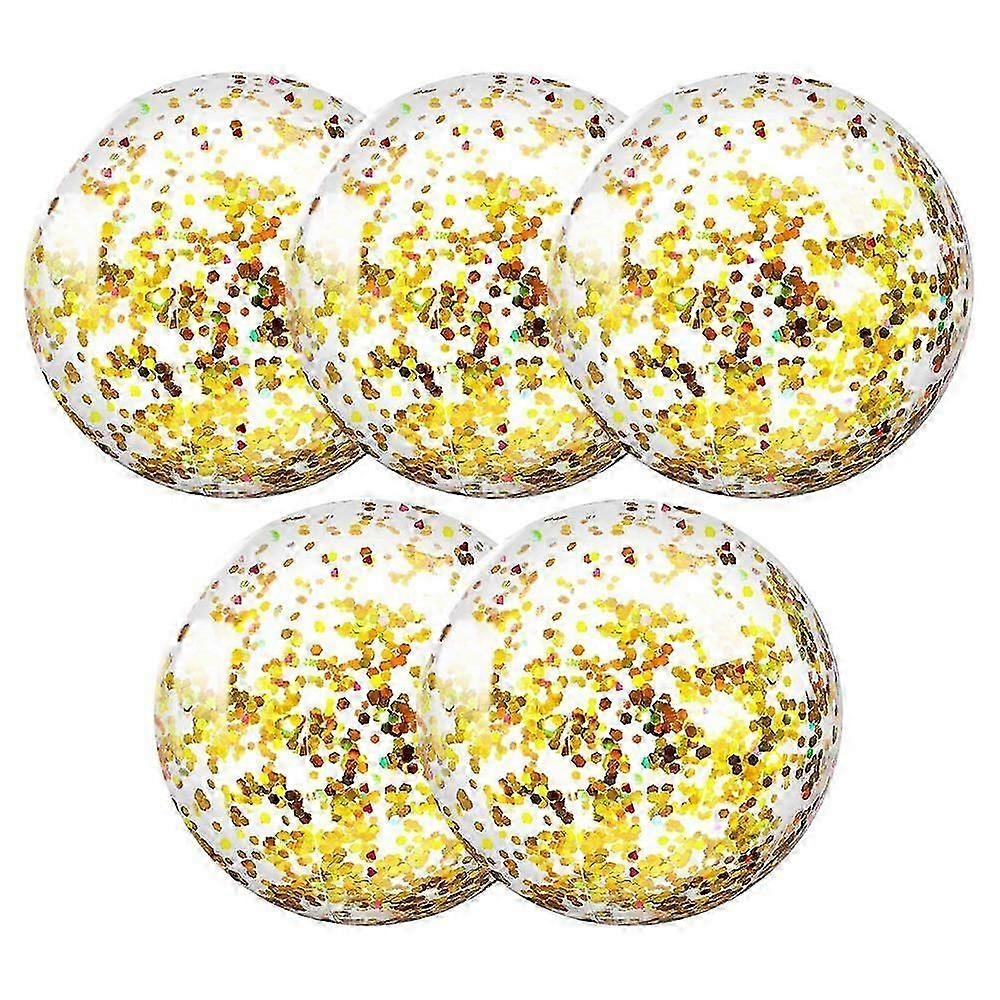 5 Beach Balls Giant Pool Balls Giant Flash Inflatable Beach Balls Swimming Pool Water Beach Toys - Gold