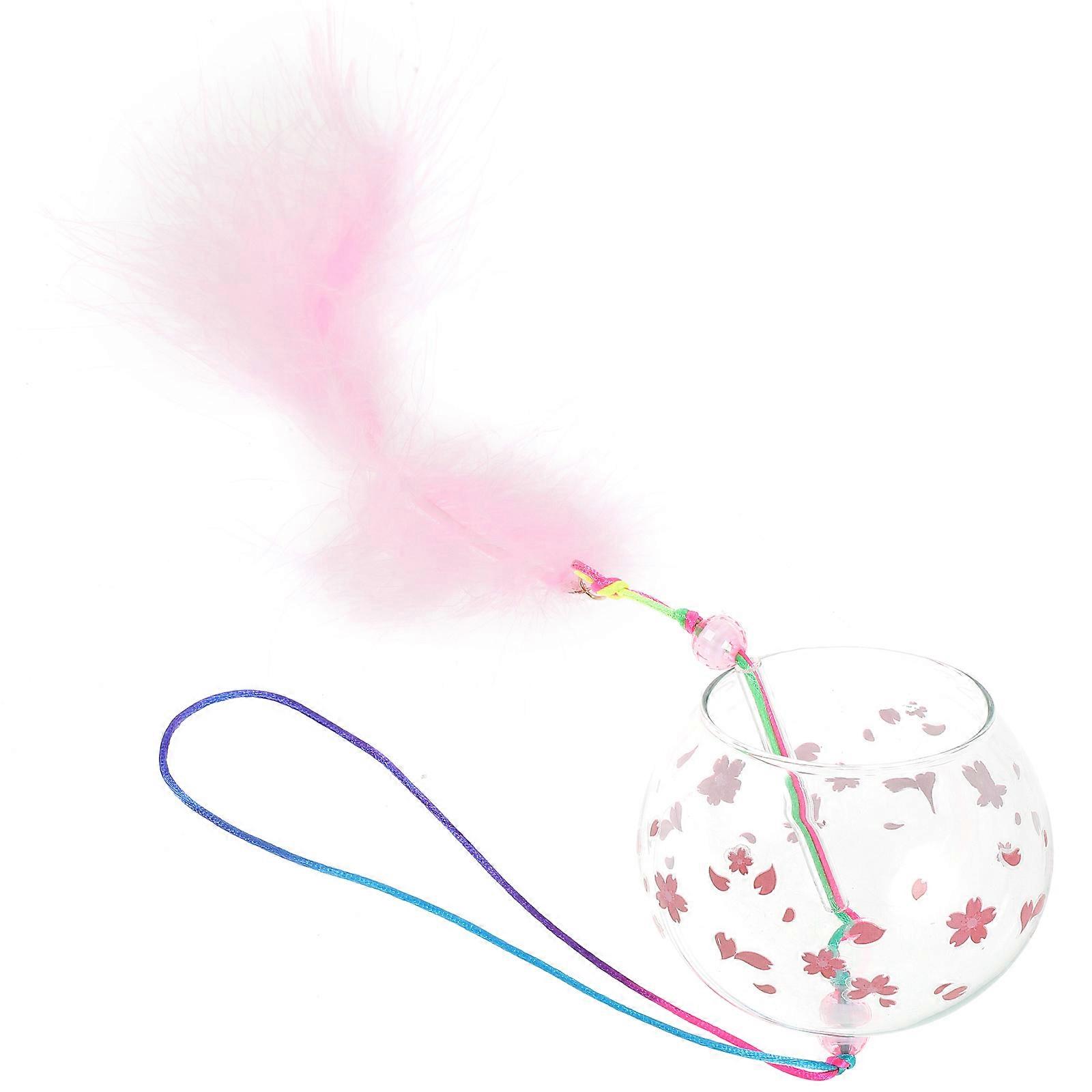 Japanese Wind Chime Glass Hanging Decor for Indoor Use 2Pcs Pink Bells