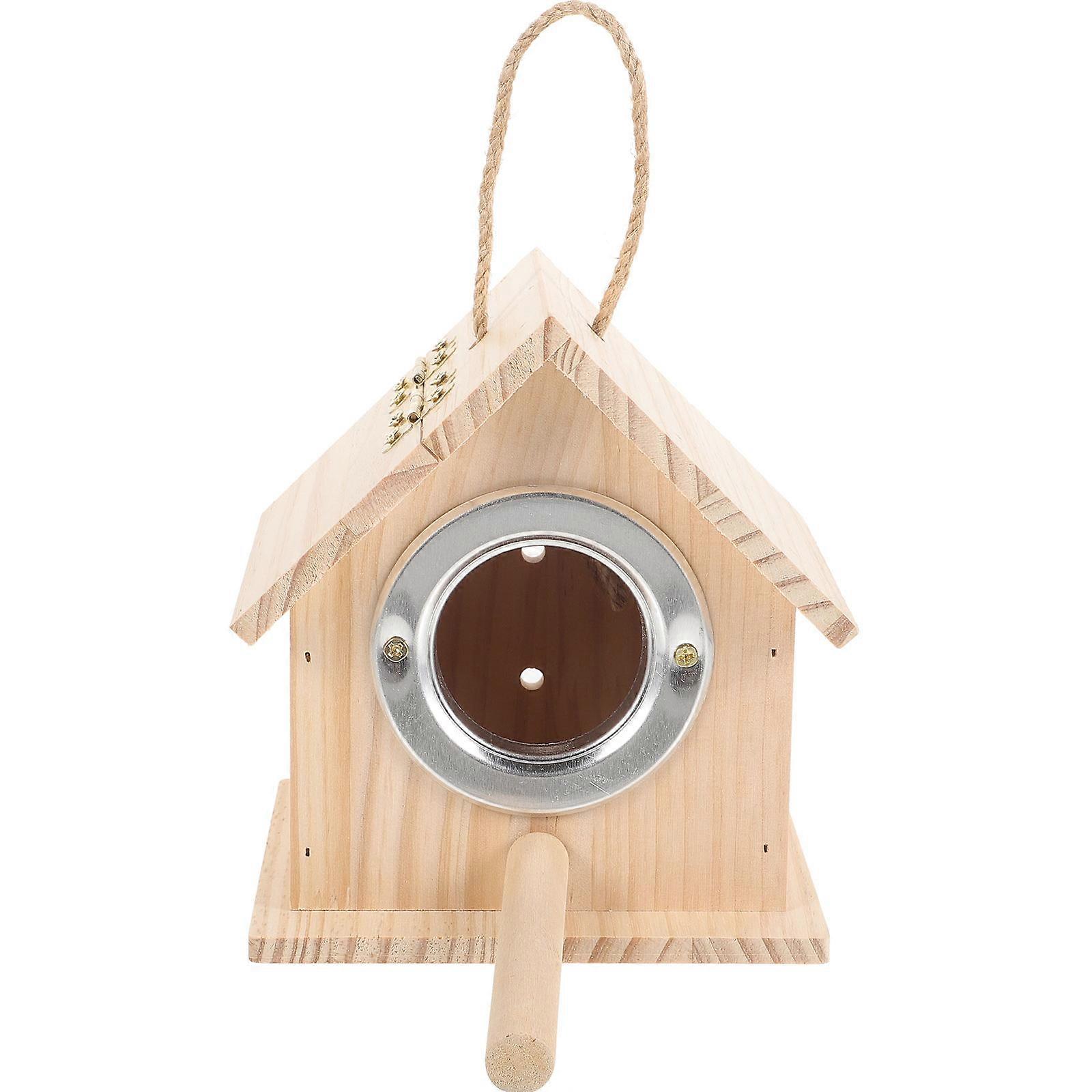 Bird Breeding Box Wooden Parakeet Nest for Natural Nesting 2Pcs Garden Use
