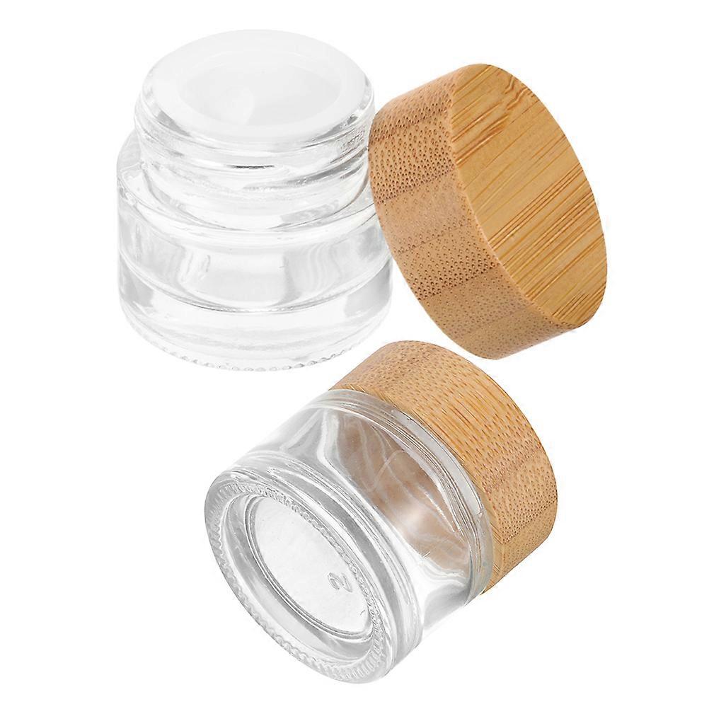 Refillable Cosmetic Containers Glass Jars with Wood Lid 10Pcs for Storage Use