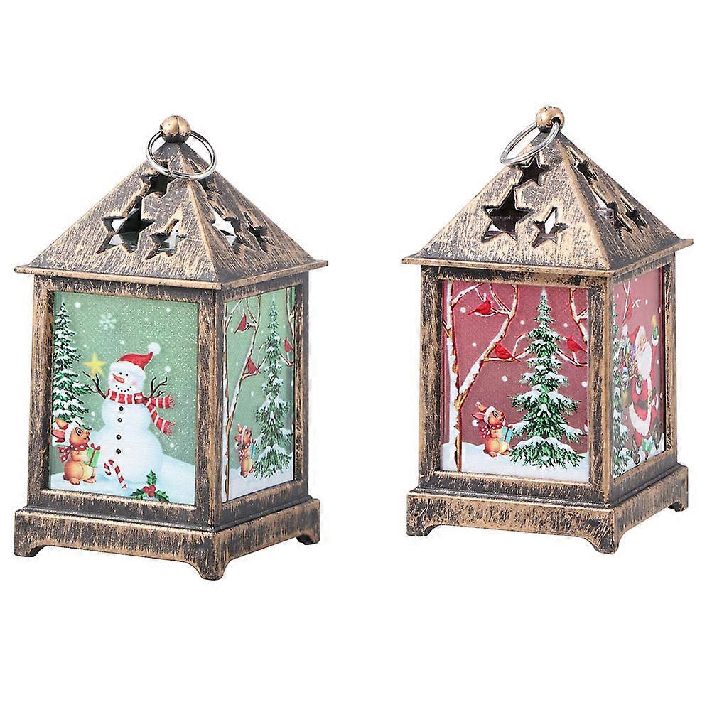 Christmas Night Light Retro Lanterns for Decoration Use 2Pcs Assorted Color