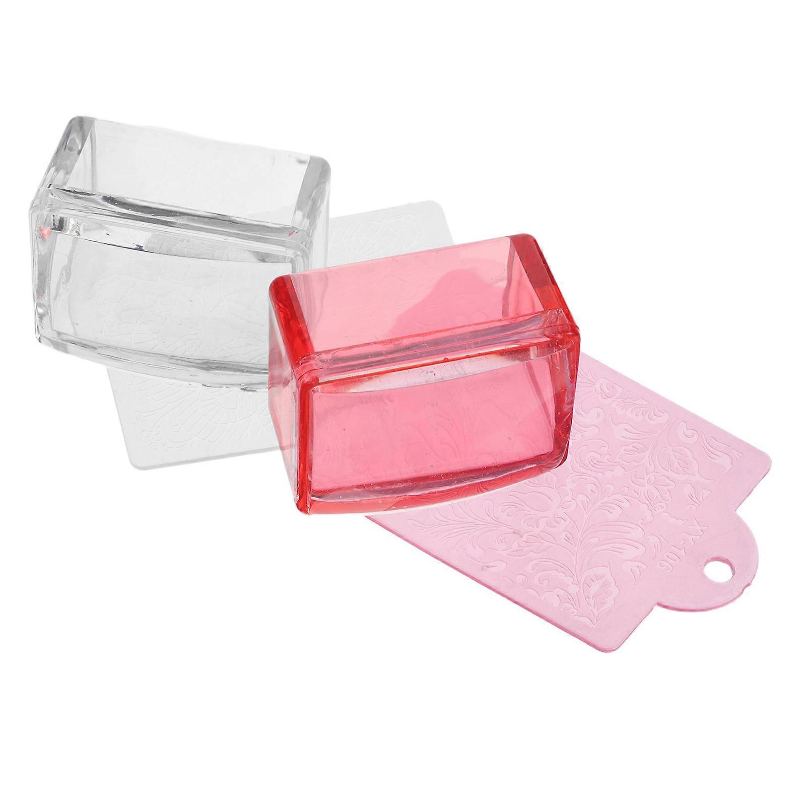 Clear Nail Art Stamper with Unique Square Design for French Manicure 2Pcs