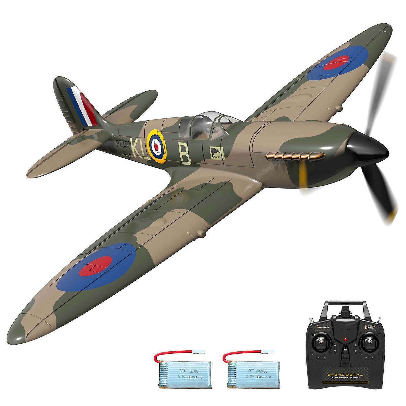 Airplane EPP Controlled Aircraft 2.4GHz 4CH Remote Control Spitfire Plane with Function Stabilizer System One Click Aerobatic Flight Low Voltage Alarm
