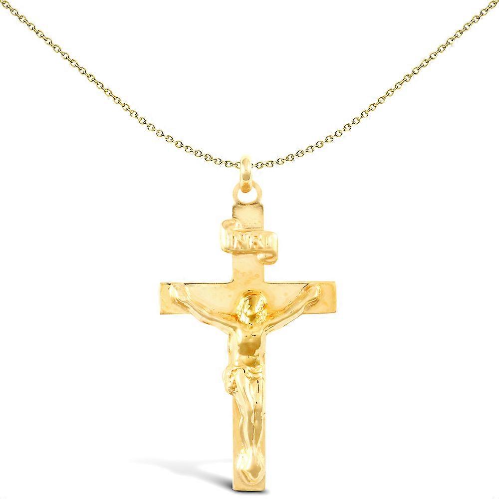 Jewelco London 实心 9K 黄金扁平 INRI 十字架吊坠