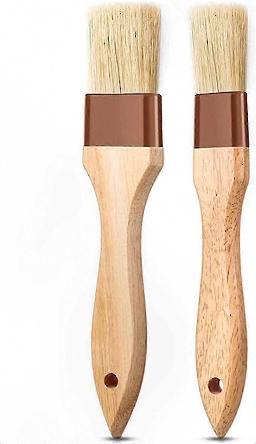 Natural Bristle Pastry Brushes with Long Wooden Handle for Cooking, Baking, and Grilling