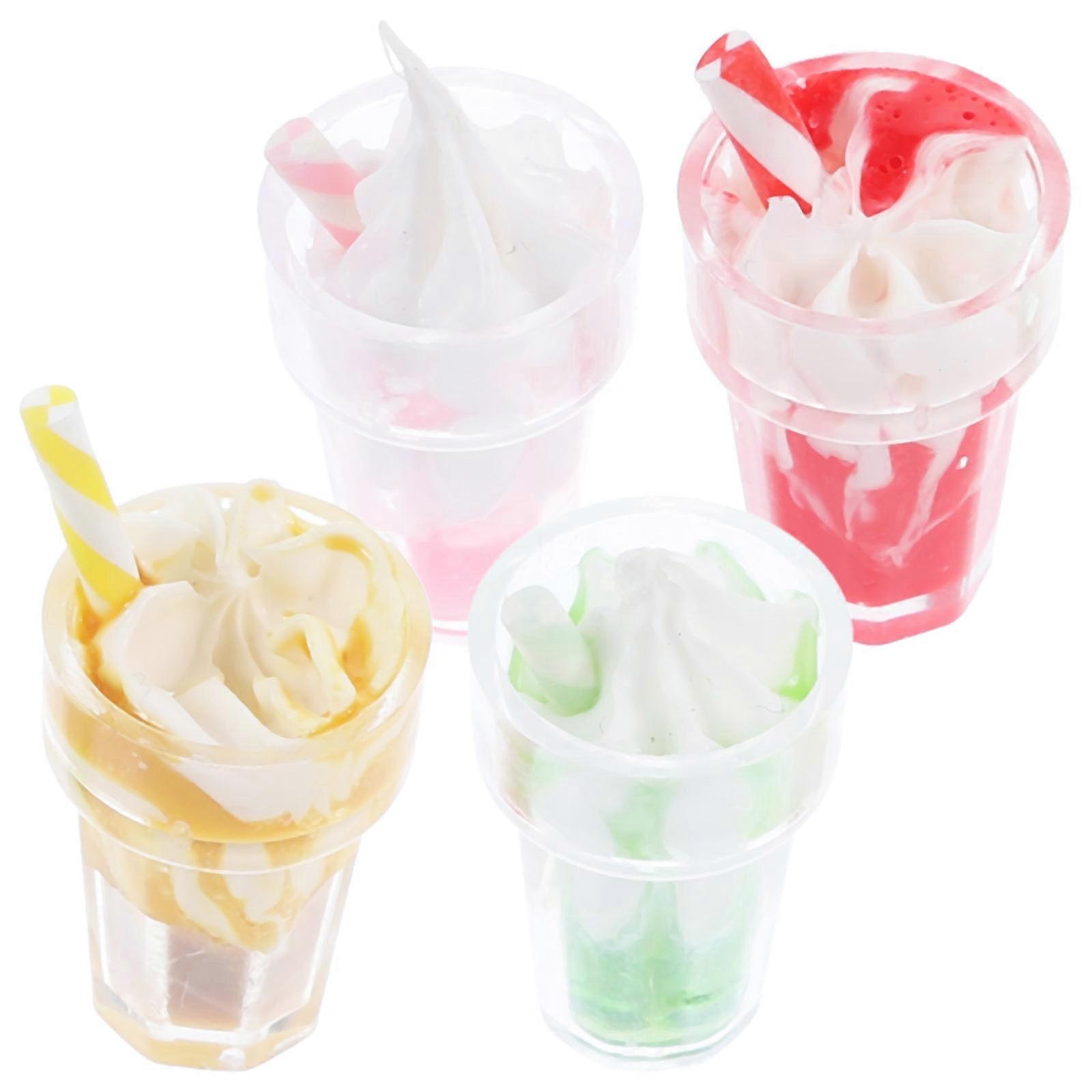 Miniature Ice Cream Doll House Ornaments for Display 4Pcs Resin Durable Material