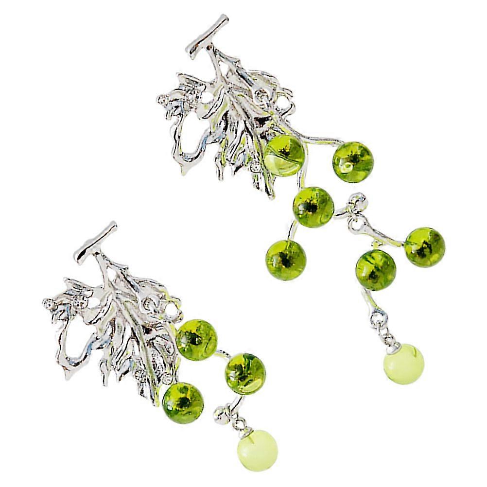 Grape Earrings Asymmetric Dangle Earrings for Bride 2Pairs Multi Color Alloy