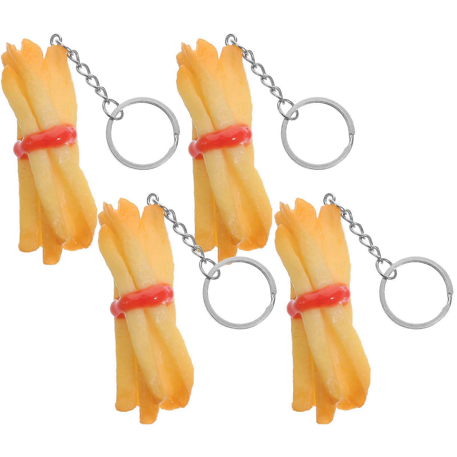 Fried Chips Keychain Imitation Food Pendant for Decor 4Pcs Set