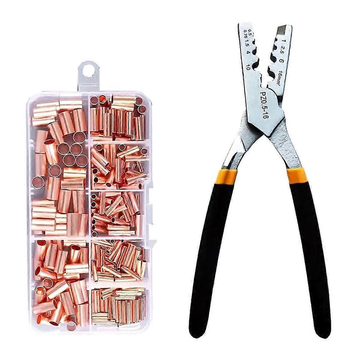 250pcs GT Copper Connecting Pipe Wire Joint Small Copper Tube Terminal Cable Lug Bootlace Ferrule Ki