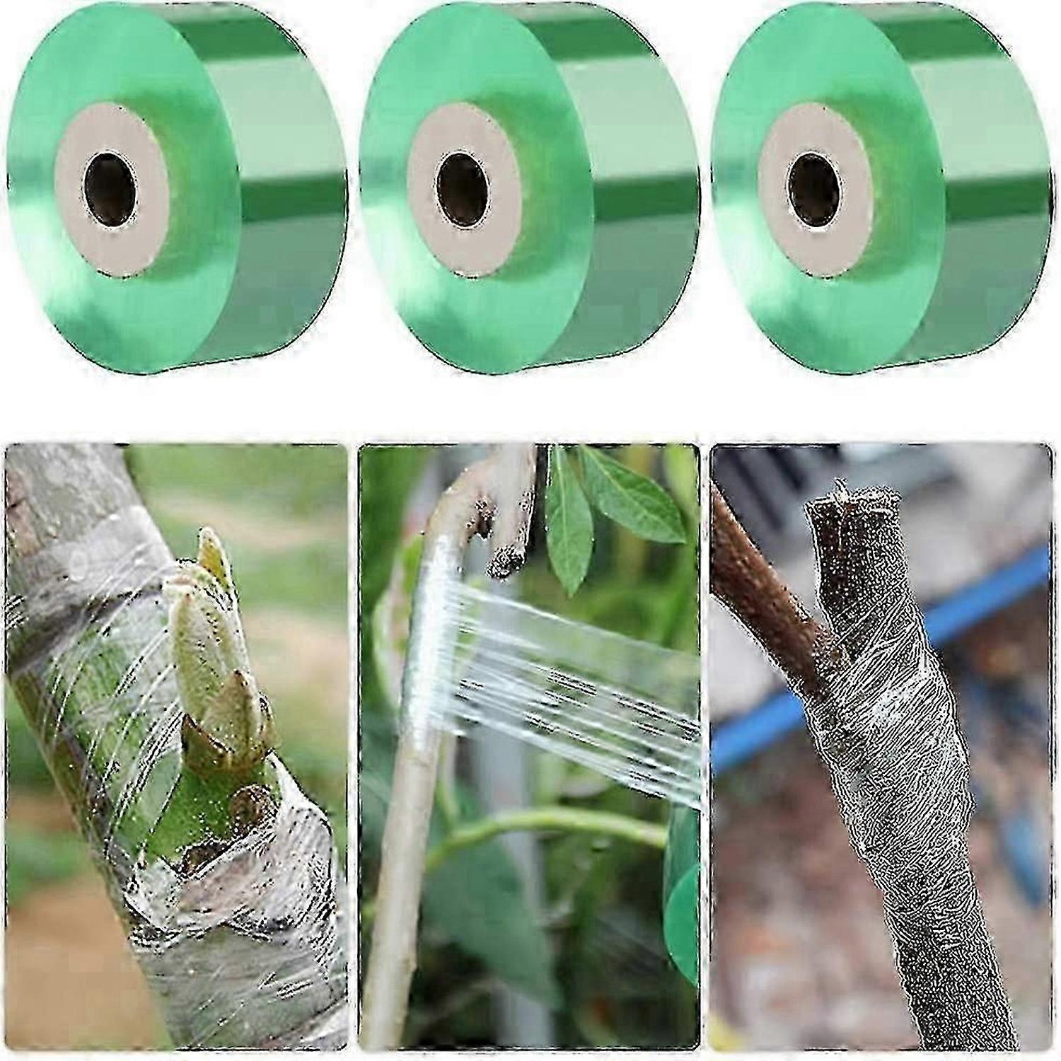 苗床テープ100m x 3ロール自己接着接ぎ木テープ、庭の接ぎ木果樹植物のための修理テープ