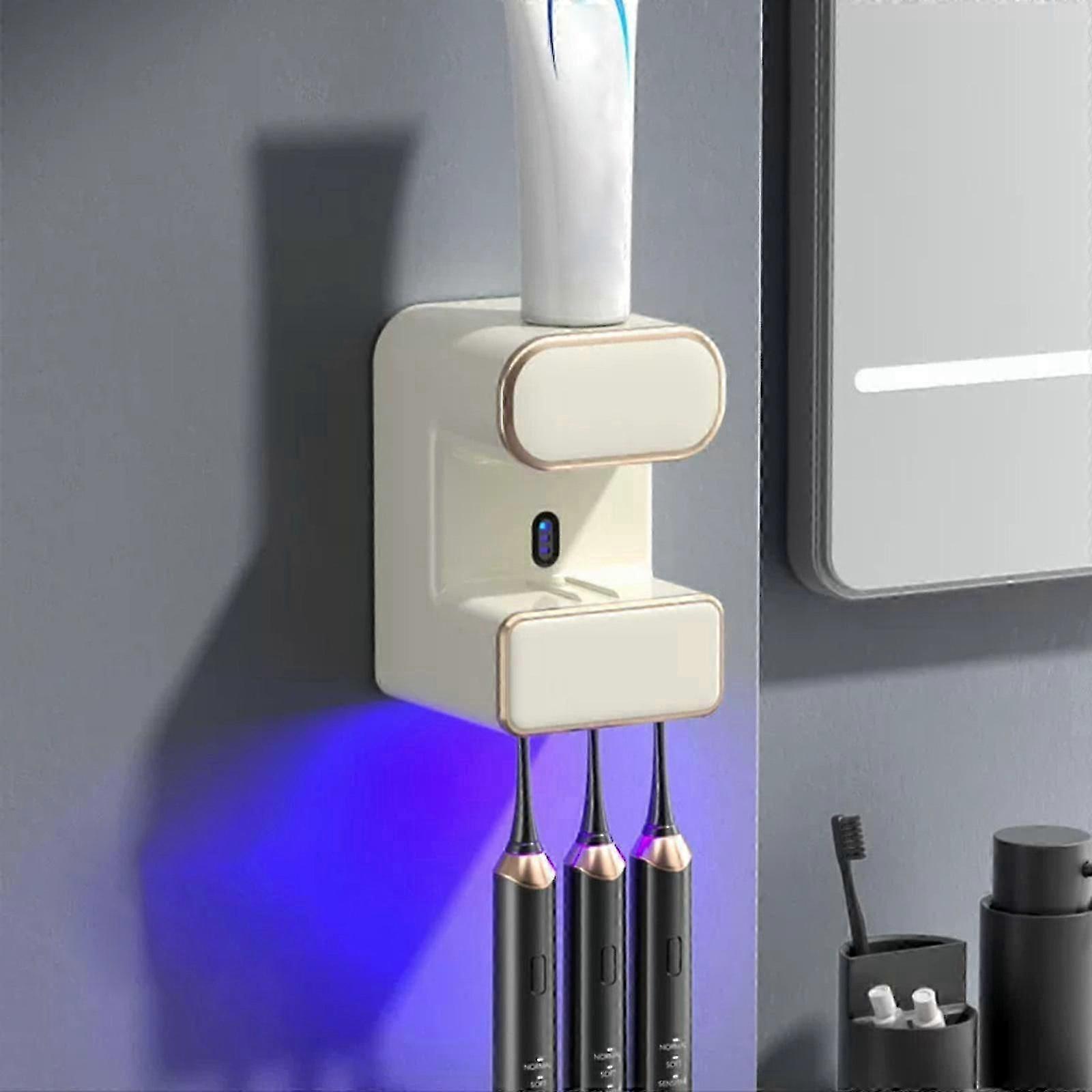 Automatic Toothpaste Dispenser, Wall Mounted Electric Toothpaste Dispenser with 3 Toothpaste Slots, USB Rechargeable with UV Sterilization