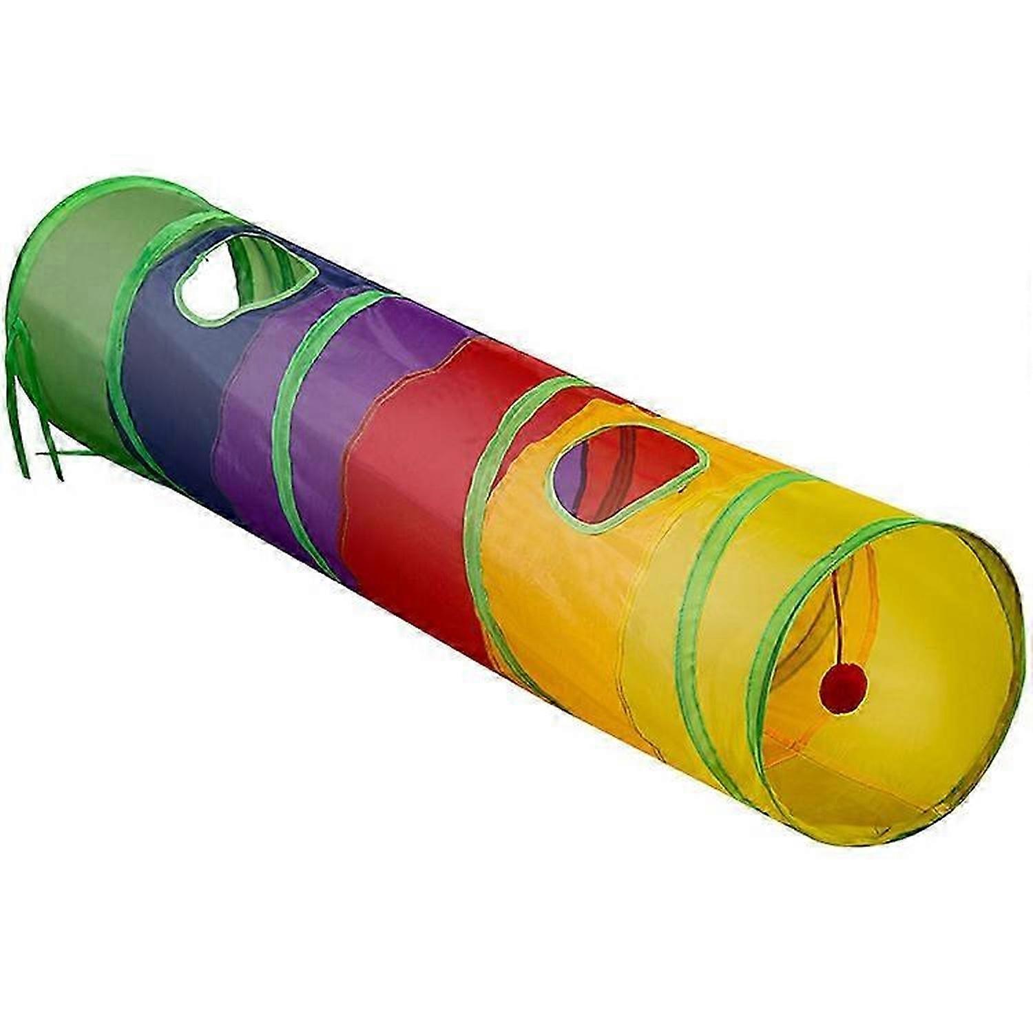 Pet Tunnel Tube Foldable Puzzle Exercise with Fun Ball and 2 Holes (25*120cm)