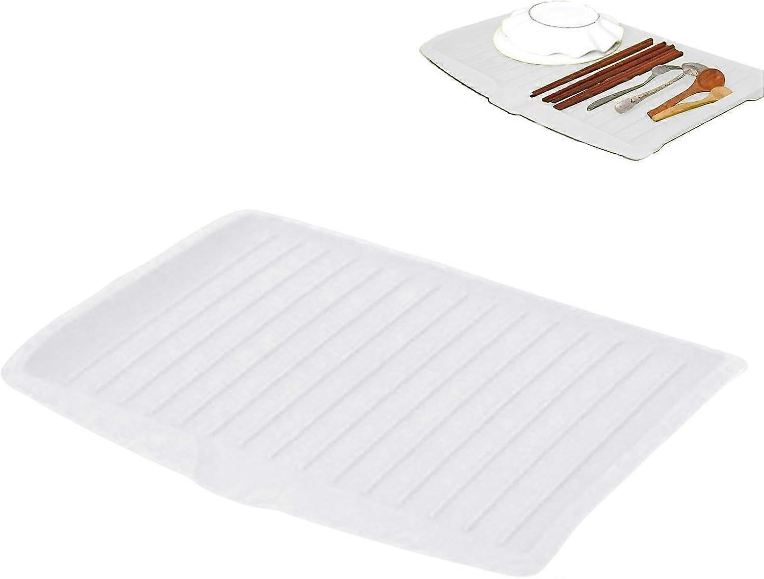 18 x 13" Plastic Kitchen Drain Board Tray with Sloped Side Diversion, Non-Slip Base, Compatible with Most Sinks