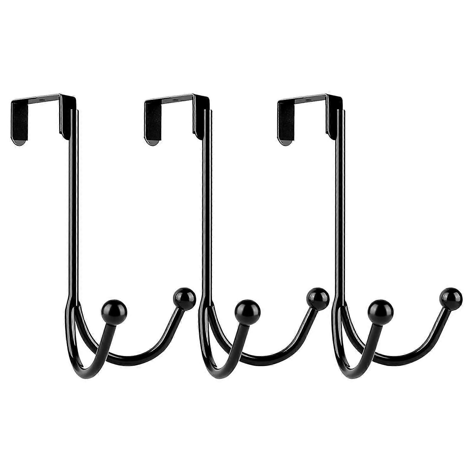 Zainafacai Command Hooks for Door Back, Multi-Purpose Double-Layer Hook, Heavy Duty, 3Pcs (Thin Door Type)