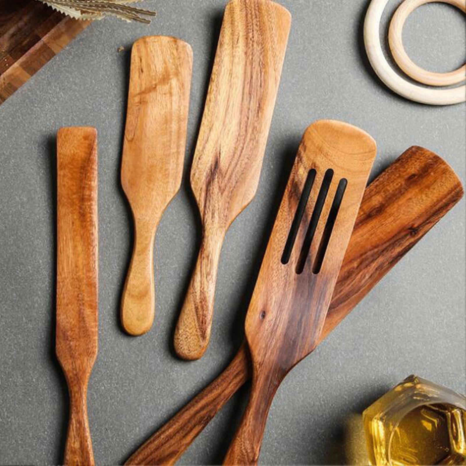 Yirtree Spatula Cherry Wood Spurtle Supplies Cast Scraper Wooden Spoons For Coocking Multipurpose Utensil