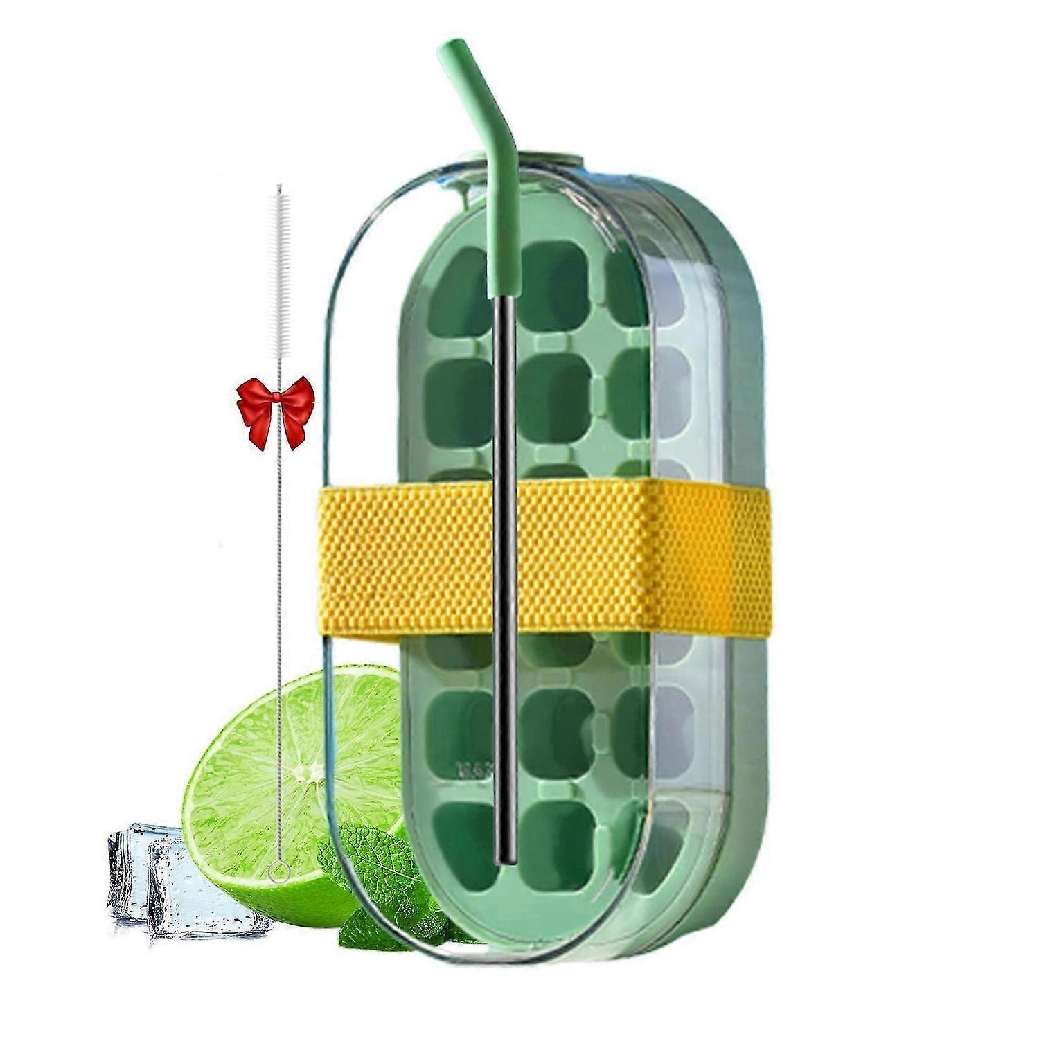 800ml 2-in-1 My Crush Cup Ice Tray Water Bottle, Cool Summer Ice Bottle Cup with Straw and Lid