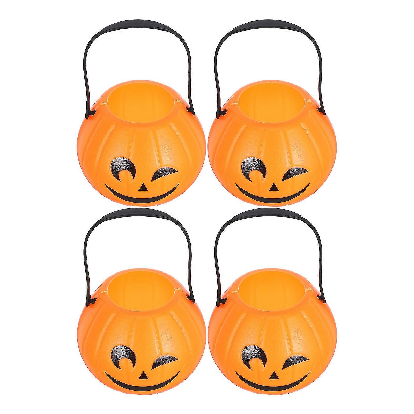 Halloween Plastic Pumpkin Buckets for Storage 16Pcs Portable Candy Holders