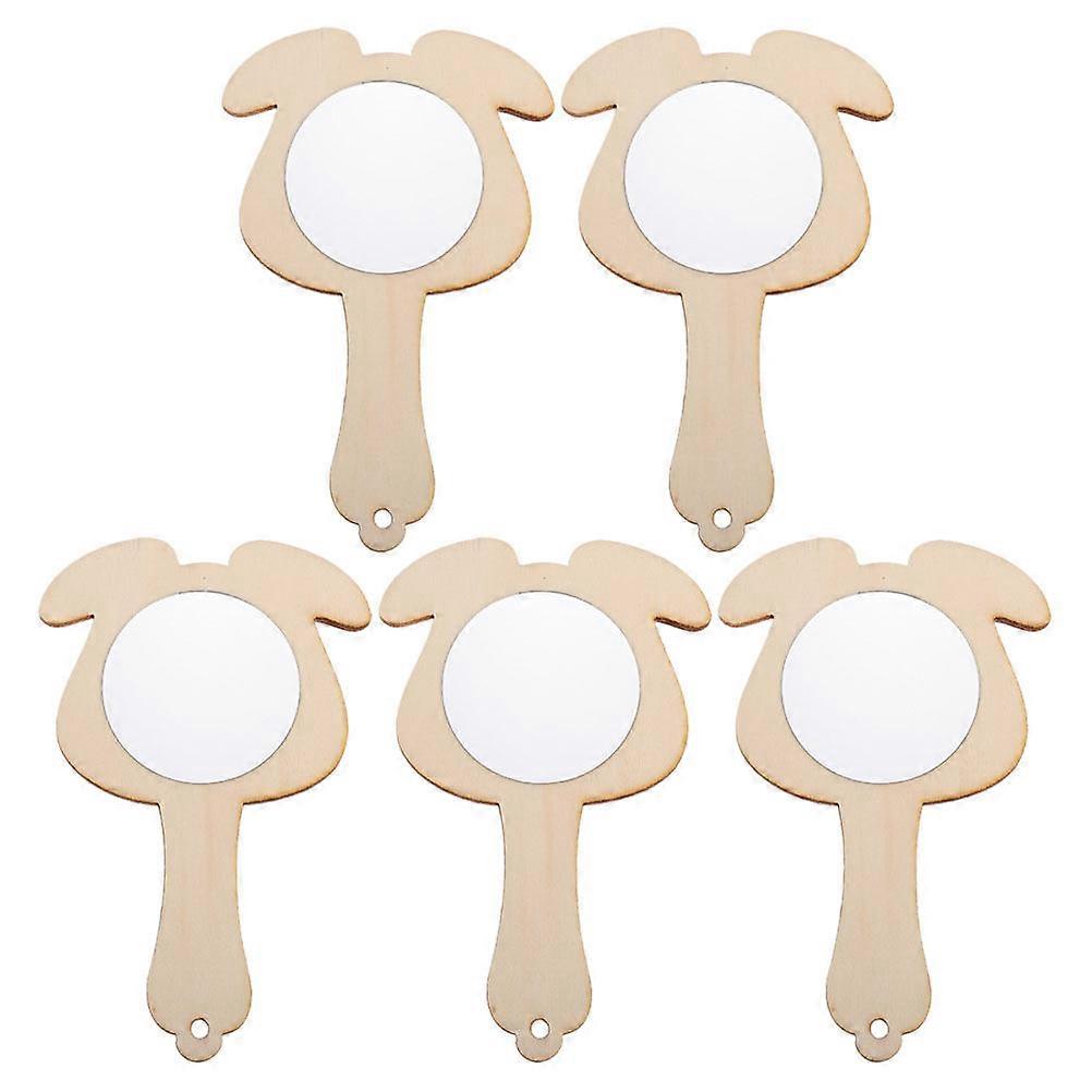 DIY Kids Wooden Mirror Handheld Mirror for Painting 25Pcs Craft Materials