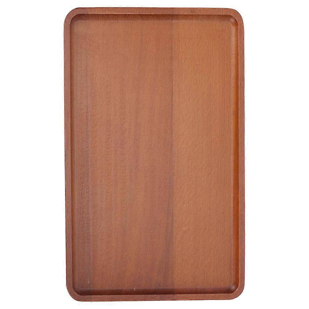 Brown Wood Food Tray Rectangular Snack Serving Tray for 3Pcs Storage