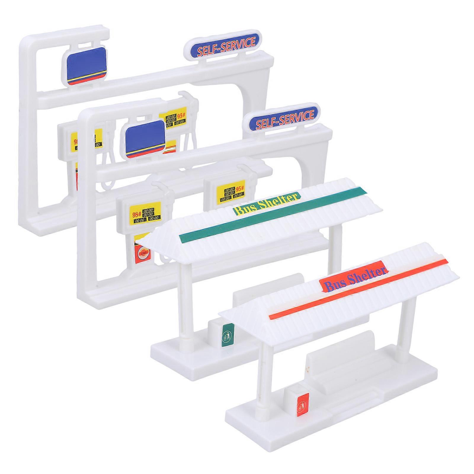 DIY Bus Shelter Model and Gas Station Kit for Kids 4Sets