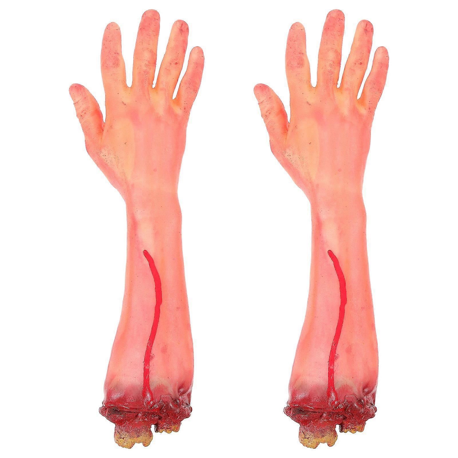 2 stuks vreselijke gebroken handen armen gesimuleerd gebroken handen prop halloween nep gebroken handen