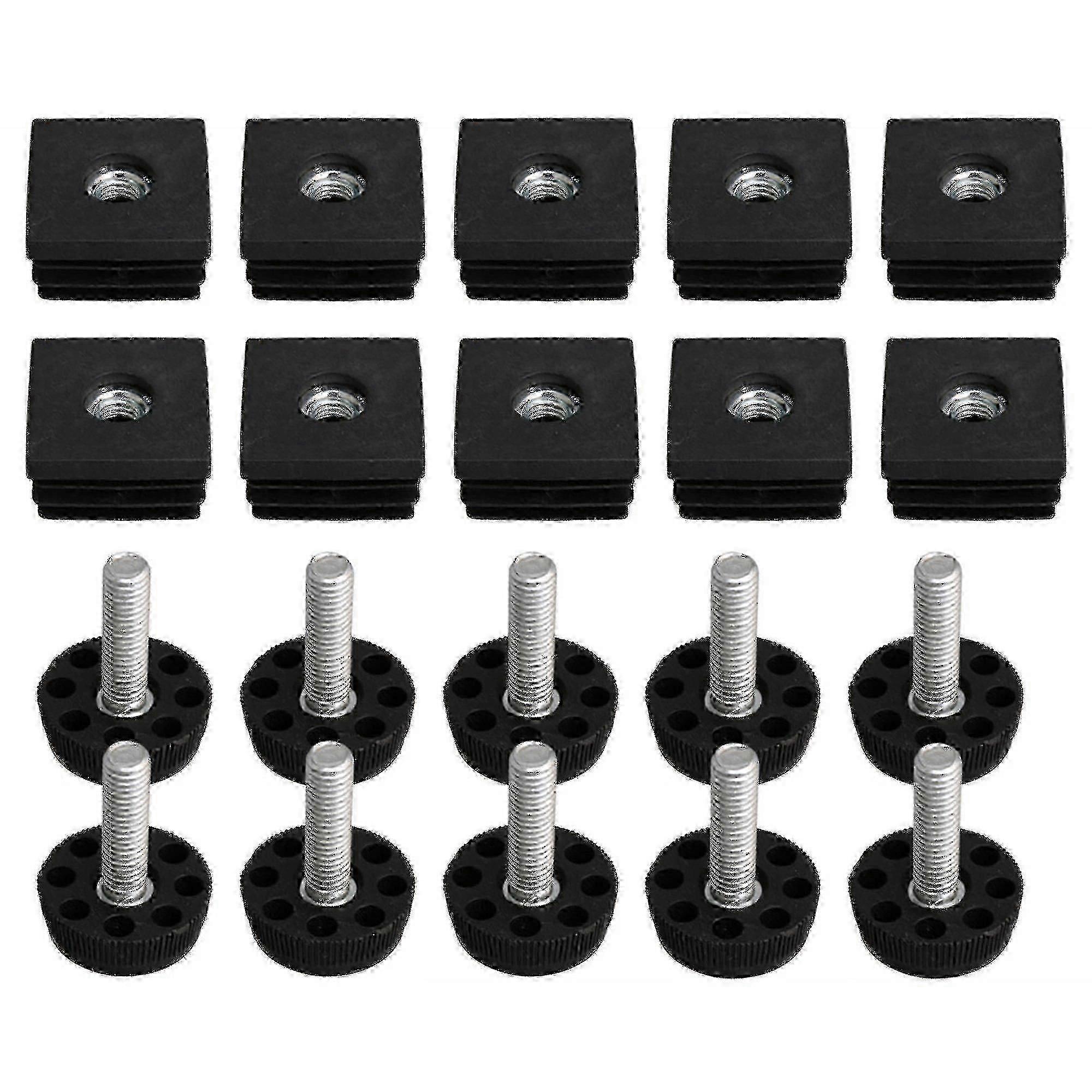 M8ネジ式家具レッグプラグの10パック-3x3cmスクエアベース
