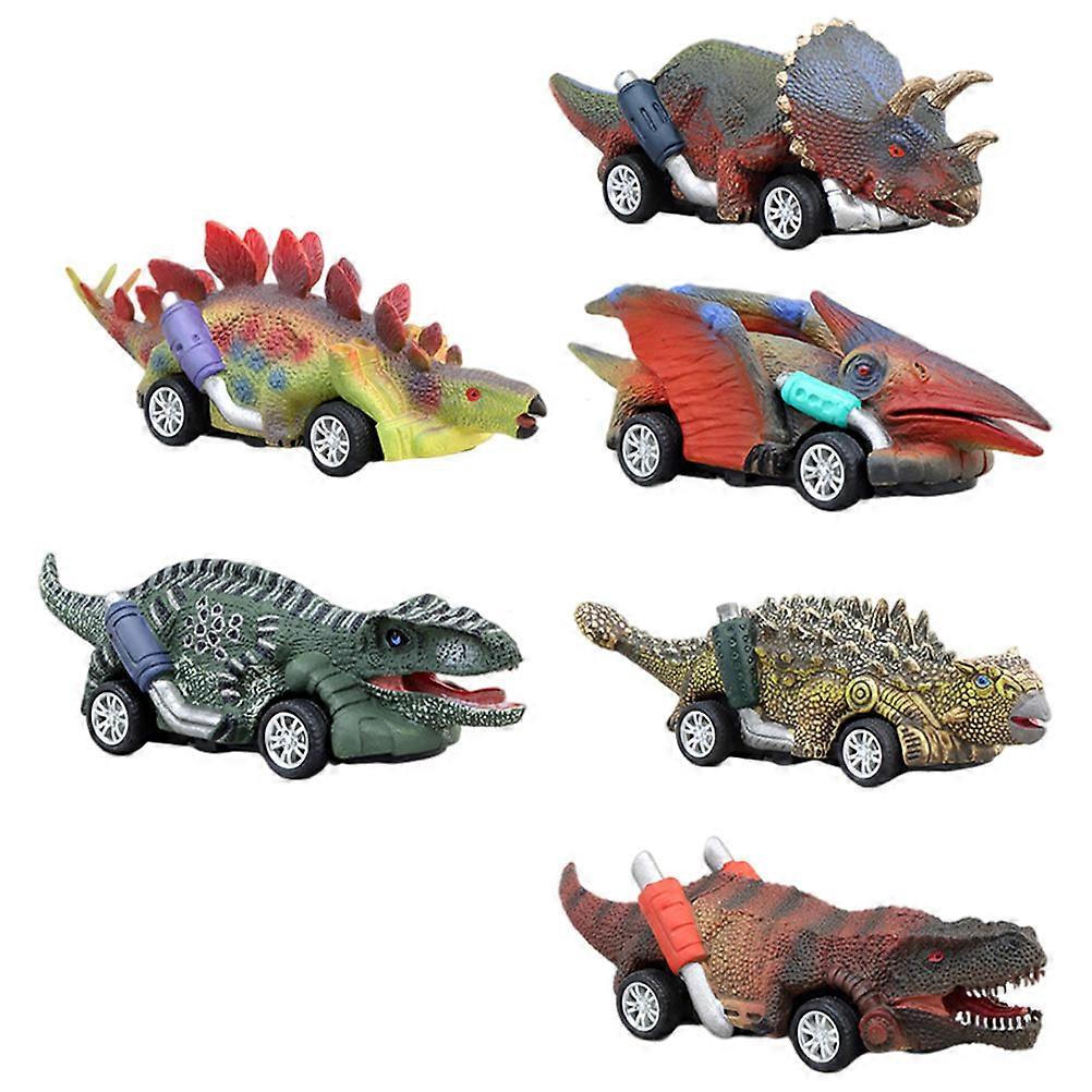 Assorted Color Dinosaurs Model Toy Car with Pull-Back Function 6Pcs