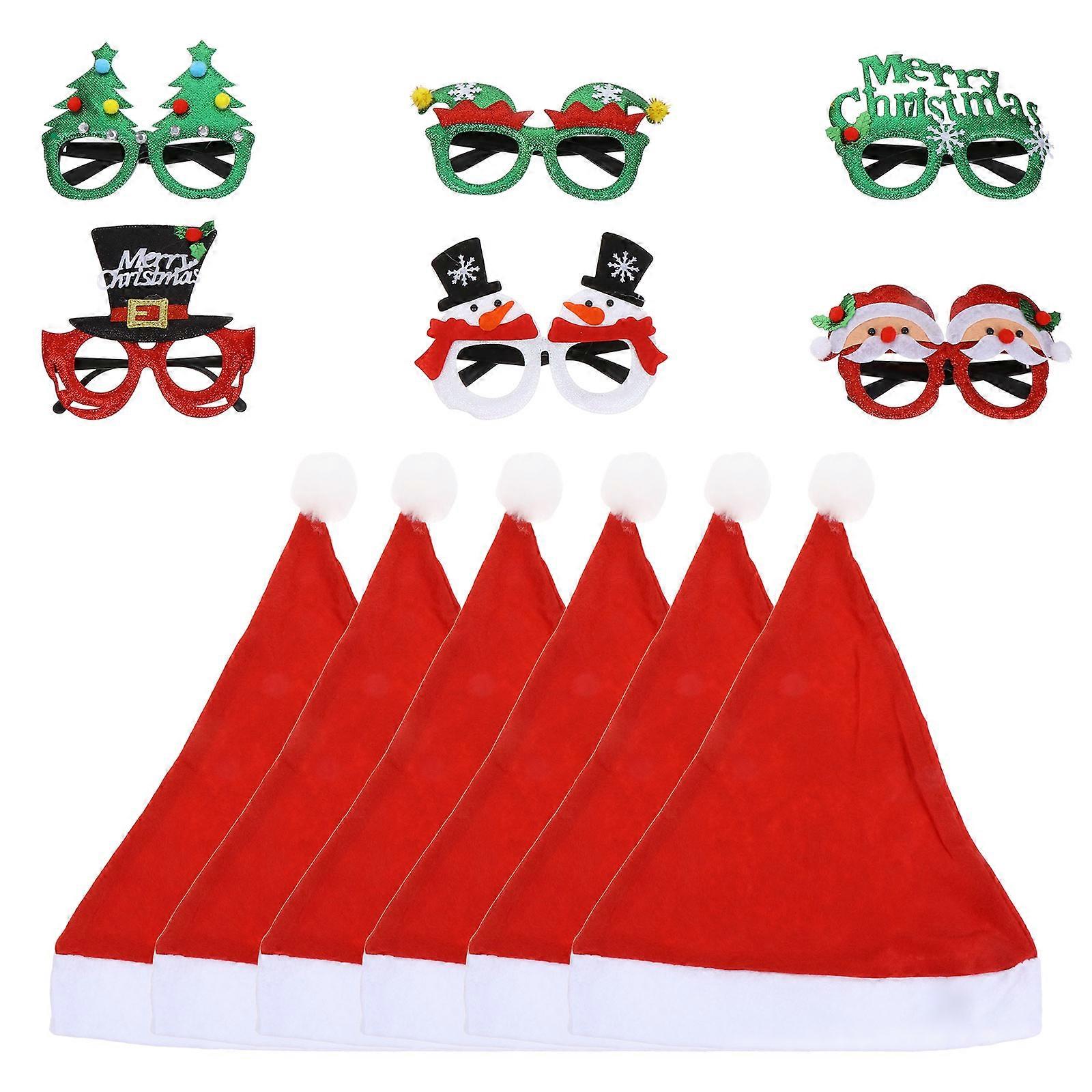 Christmas Glasses Frames and Hat Prop Set for 2Sets Festive Use
