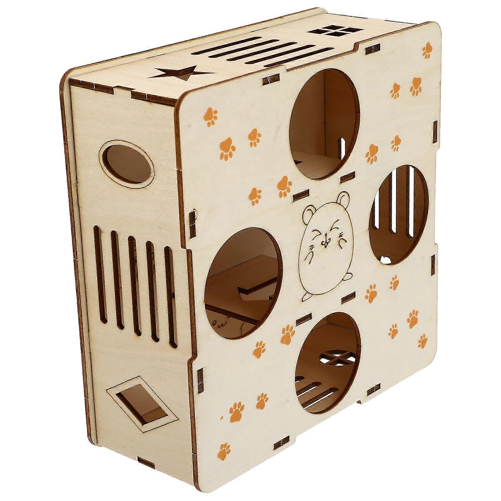 Wooden Hamster Maze Toy for Pets 1Pcs Creative Tunnel Puzzle Plaything