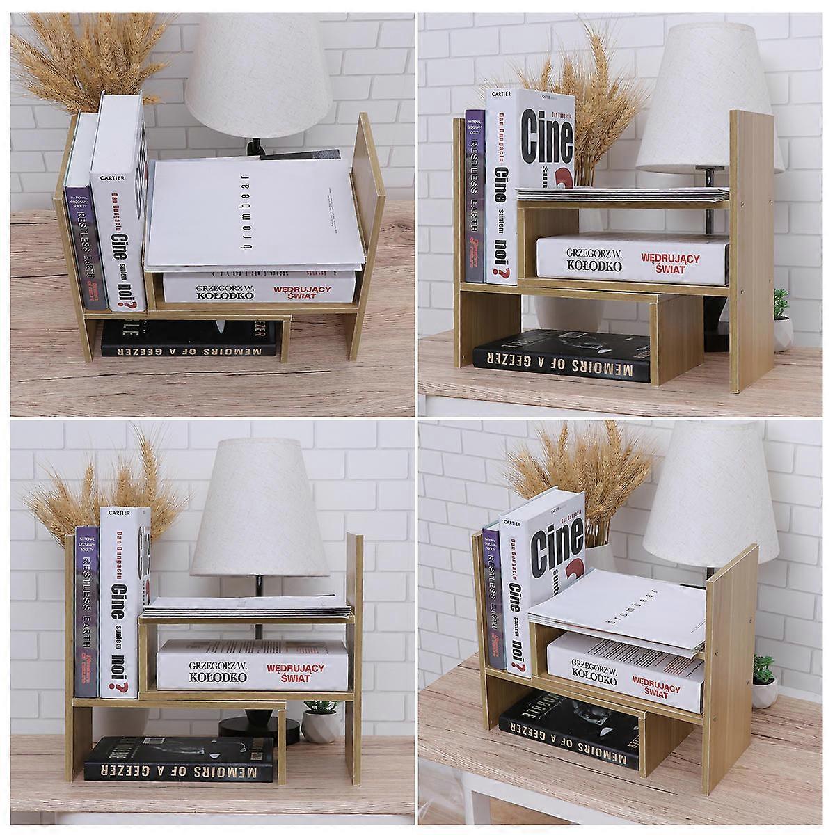 Desk Bookshelf Modern Design Storage Shelf Unit for Bedroom Wooden Irregular Frame Small Bookshelf 35.00X30.00X17.00CM 1Set