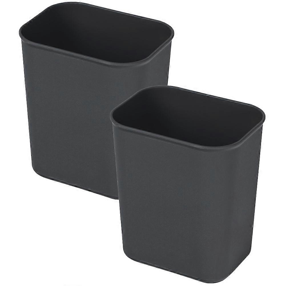 Plastic Trash Can Rectangle Rubbish Storage Bin for Home Office and Hotel Use Black Color 2Pcs