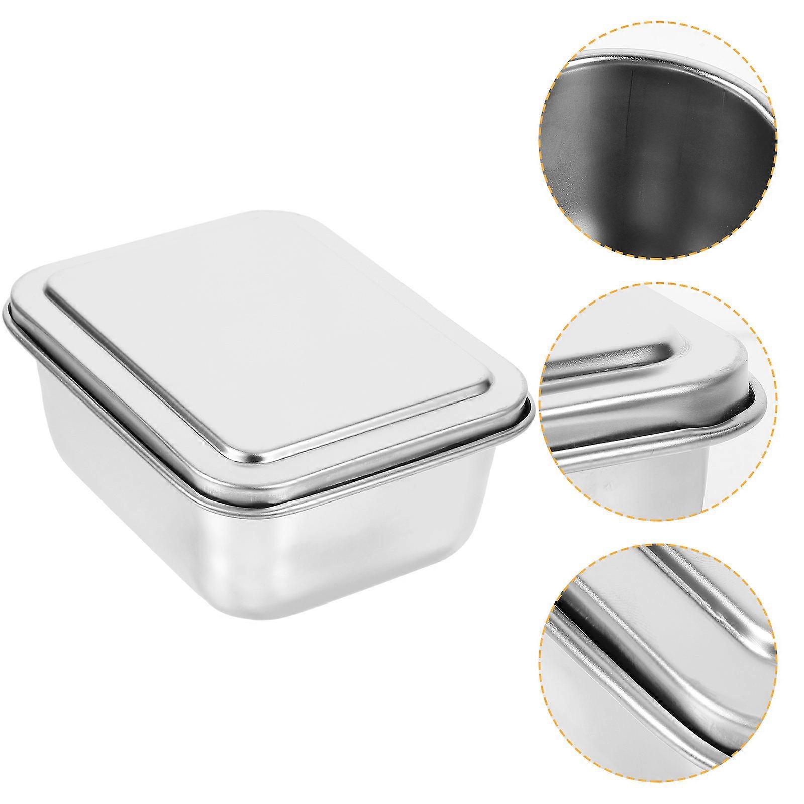 Stainless Steel Baking Pan with Lid for Cake Baking 3Pcs Silver