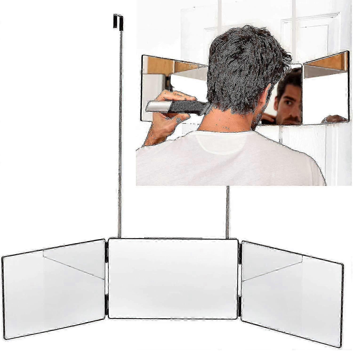 360 Mirror - 3 Way Mirror For Automatic Haircut With Height Adjustable Telescopic Hook 2025