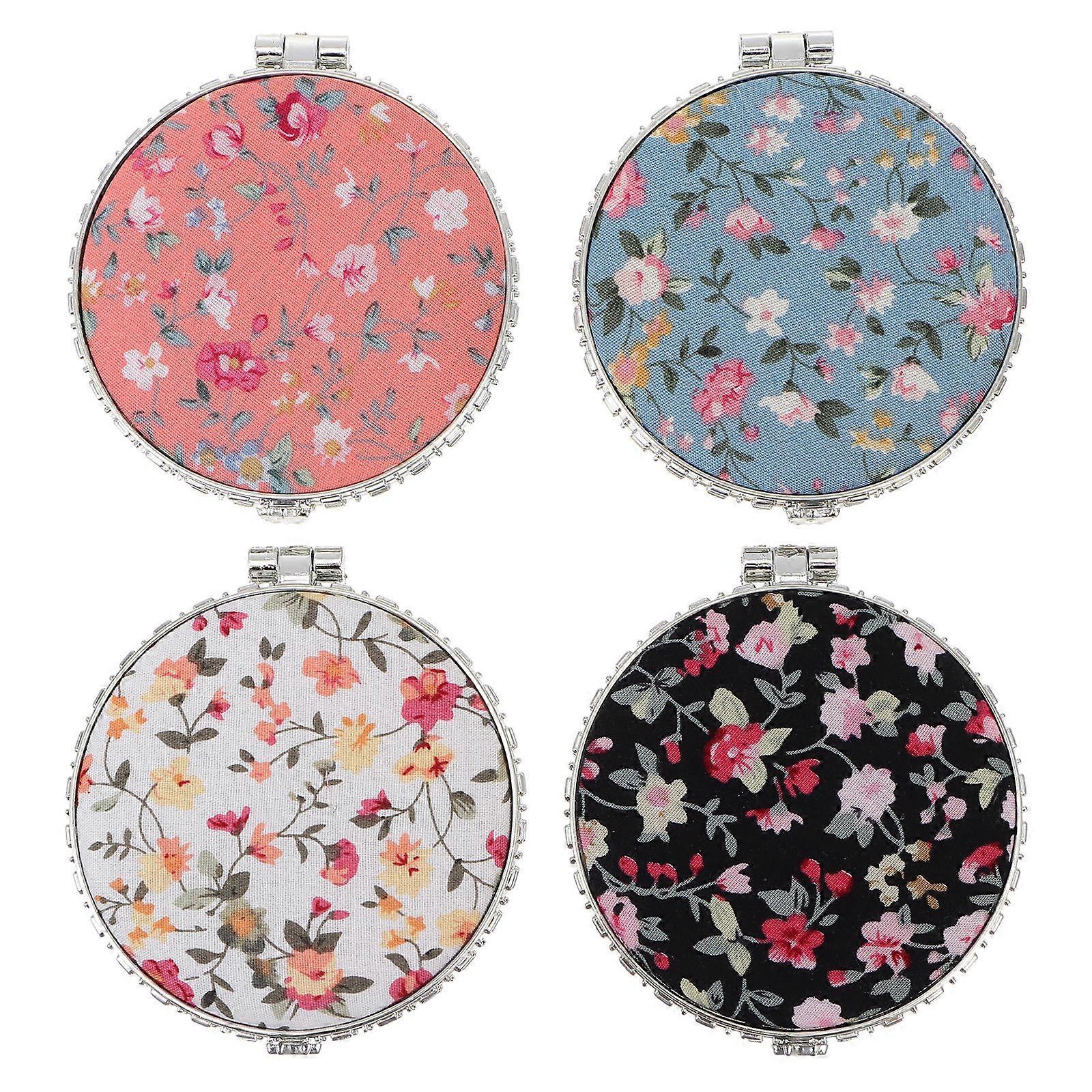 Pocket Compact Mirror Floral Retro Style for Makeup 12Pcs Set