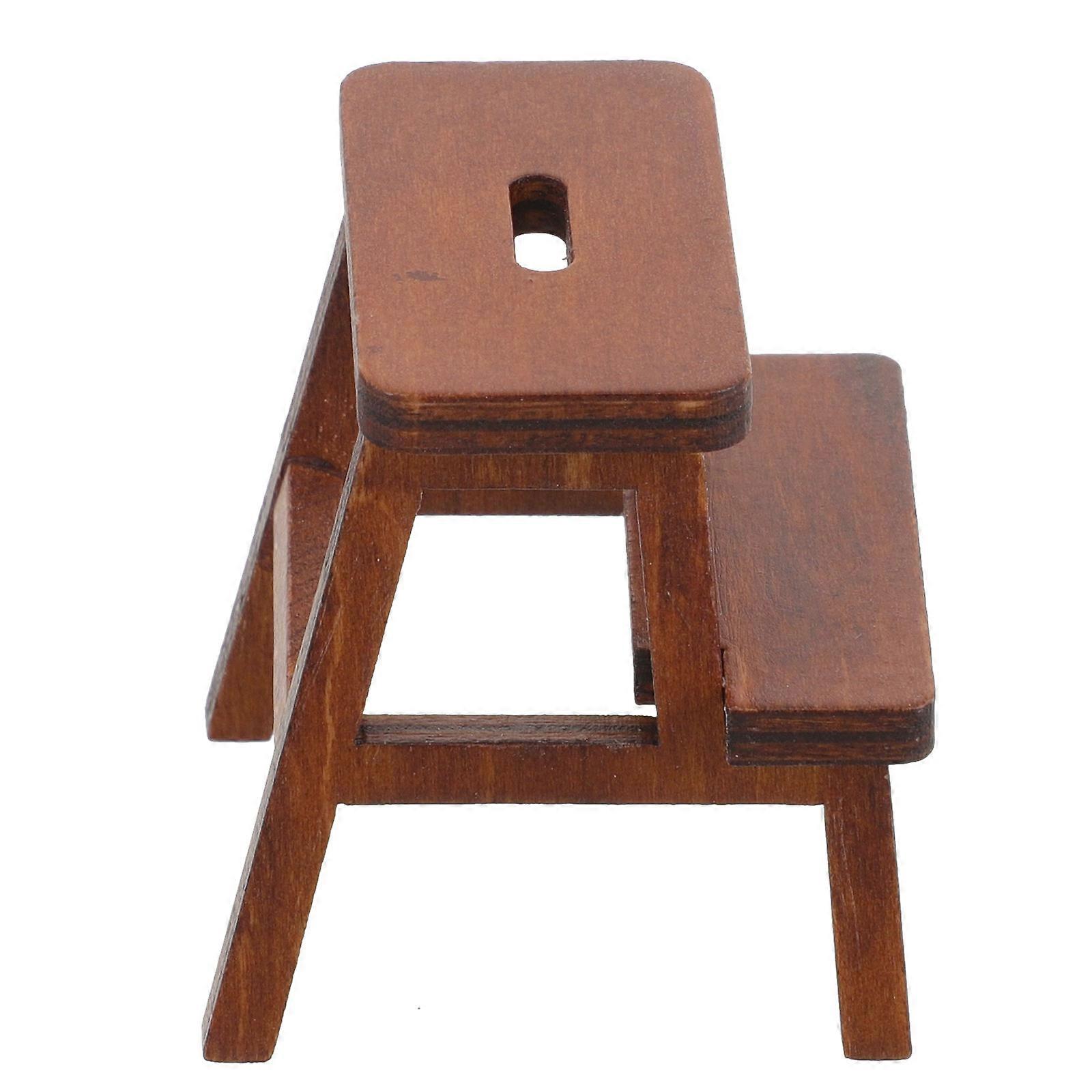Micro House Furniture Miniature Design Dark Brown Stool For Display In Mini House .5X4X3.8Cm 3Pcs