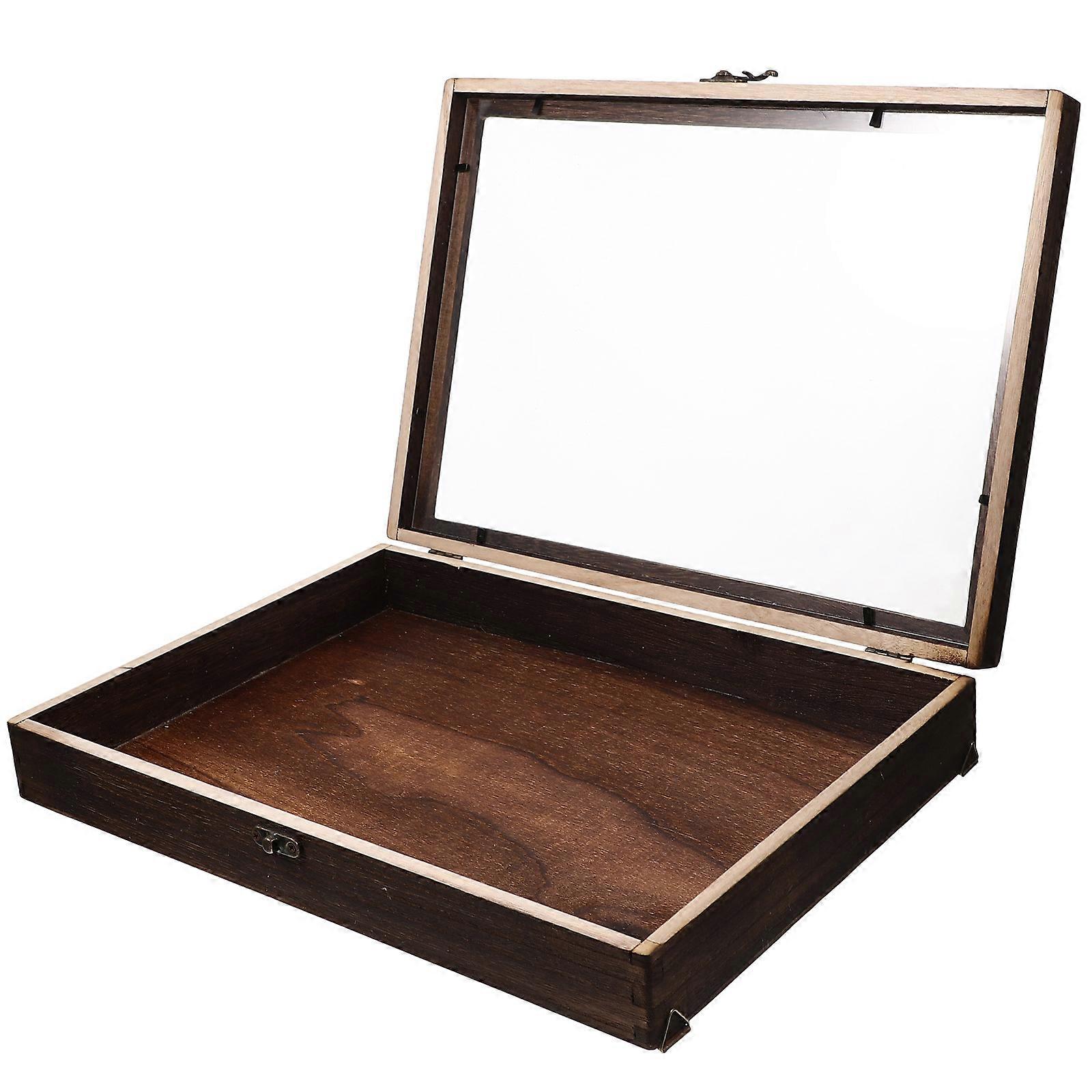 Wooden Specimen Display Case for Storage 2Pcs Coffee Butterfly Holder
