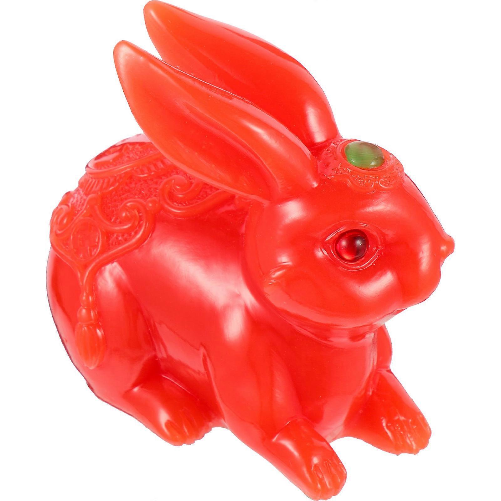 Red Resin Easter Rabbit Ornament Figurine for Playing 3Pcs Decoration