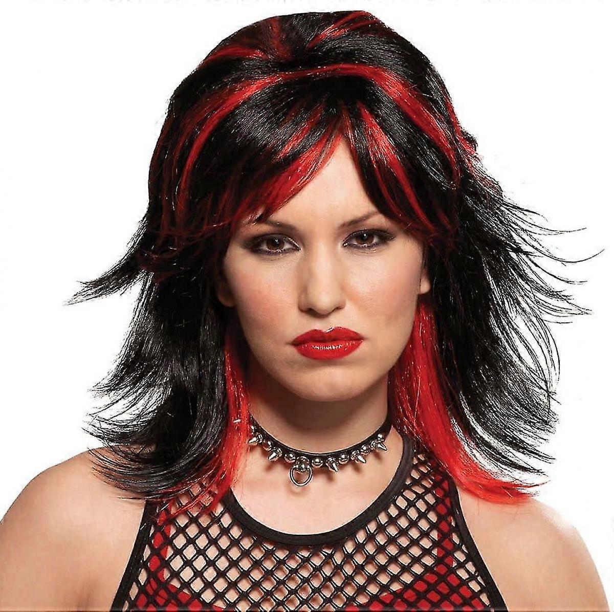 Wig For Rocker Unisex Black/Red